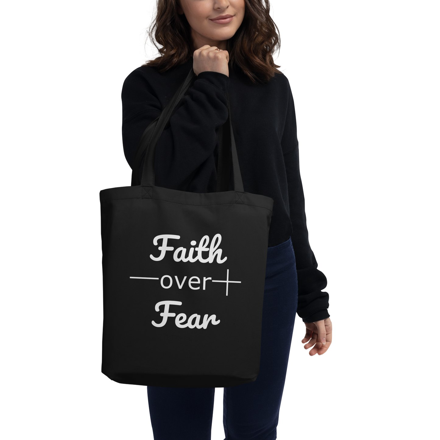 Faith Over Fear Christian Bible Verse Inspirational Eco Tote Bag