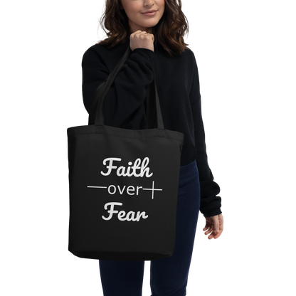 Faith Over Fear Christian Bible Verse Inspirational Eco Tote Bag