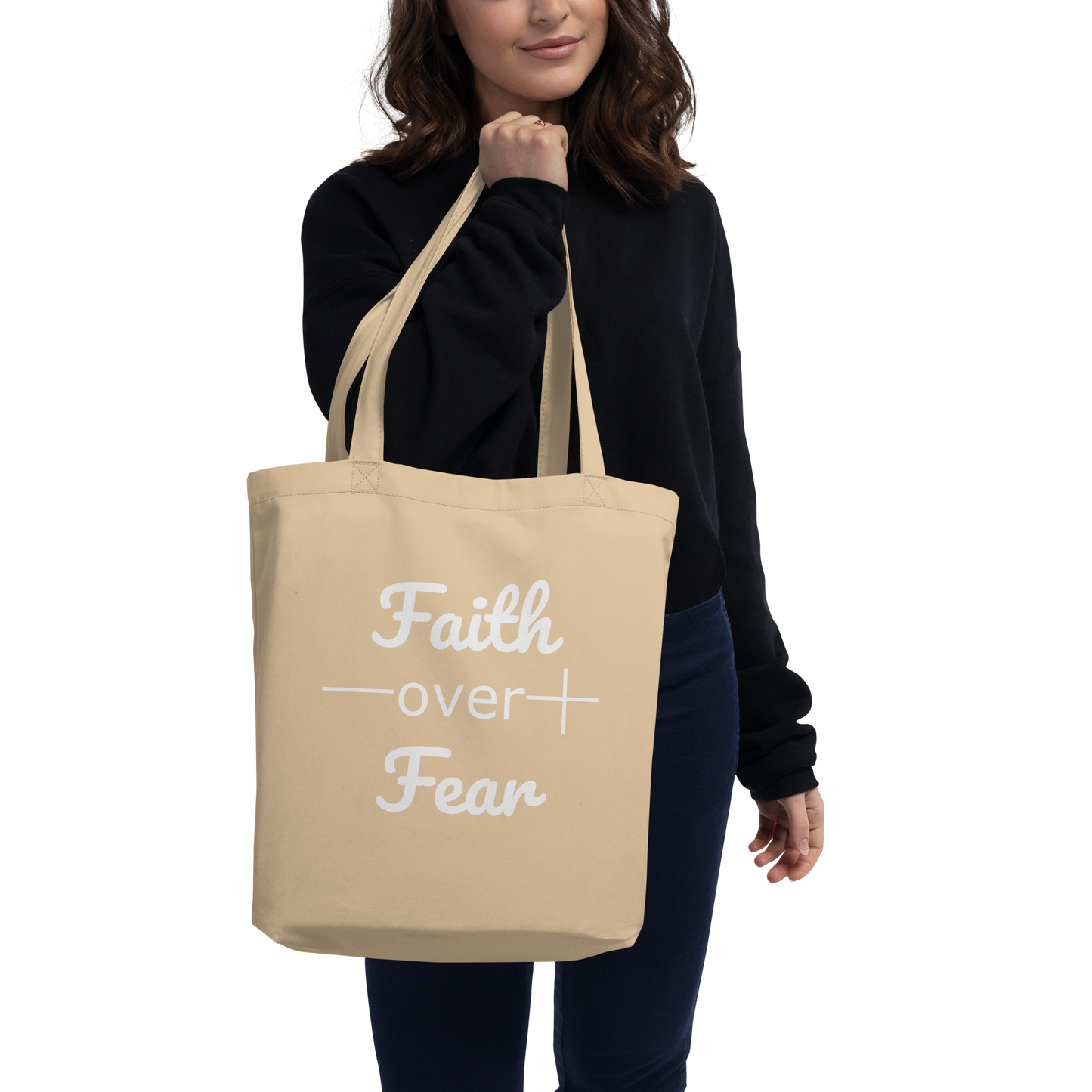 Faith Over Fear Christian Bible Verse Inspirational Eco Tote Bag