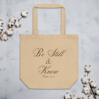 Be Still & Know Psalm 46:10 Christian Bible Verse Eco Tote Bag