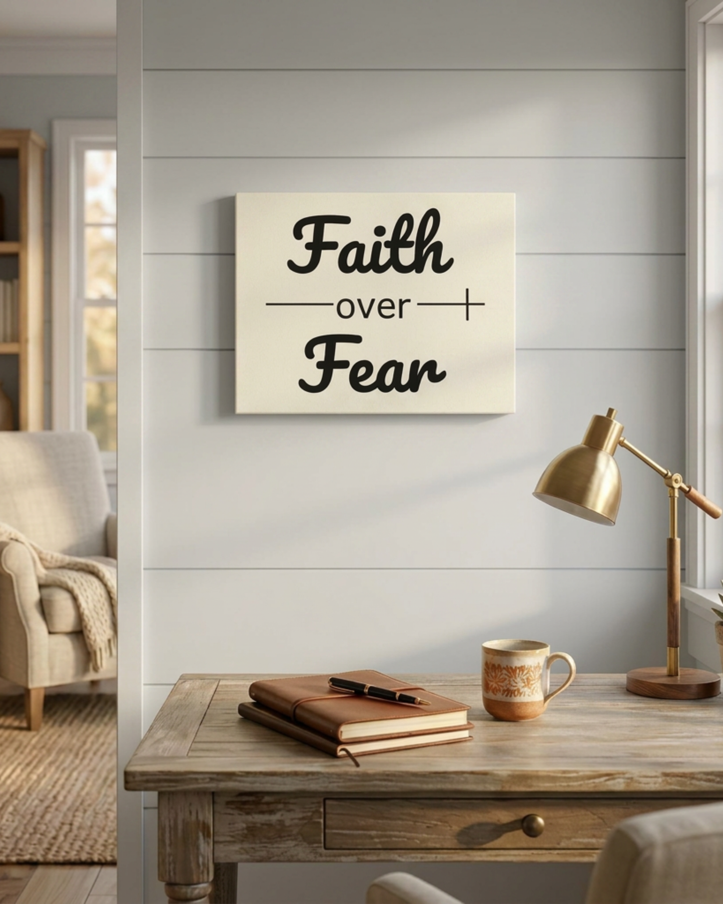 Faith Over Fear Wall Canvas  9x12 Scripture Inspired Christian Decor for Hope & Encouragement