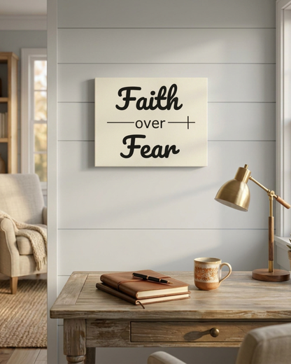 Faith Over Fear Wall Canvas  9x12 Scripture Inspired Christian Decor for Hope & Encouragement