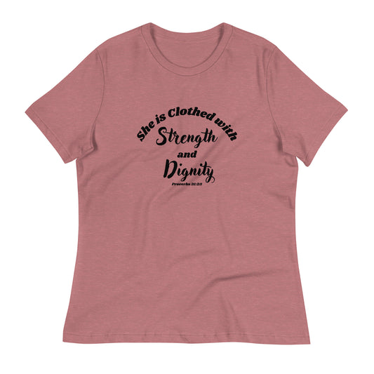 Women's She Is Clothed With Strength and Dignity Proverbs 31 Christian Tee