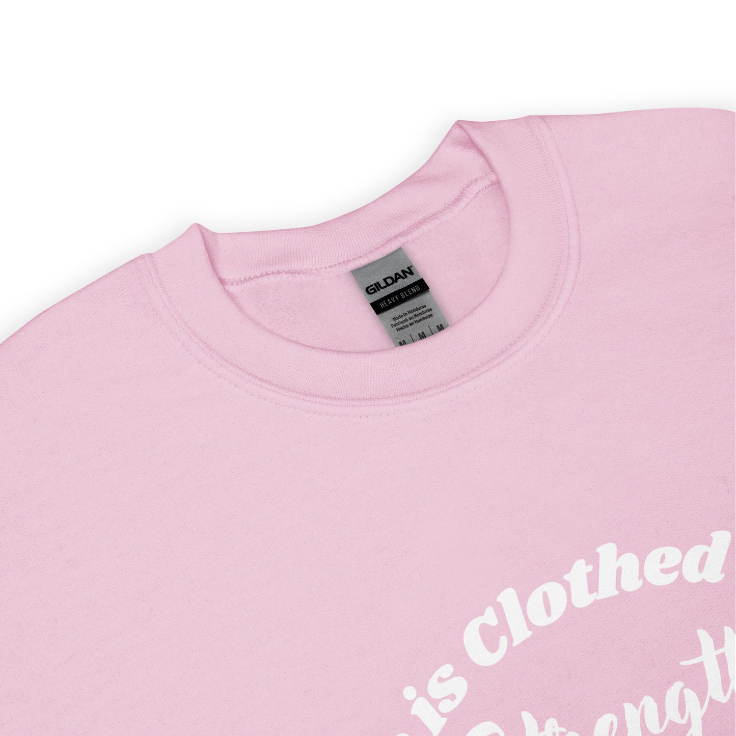 She is Clothed with Strength & Dignity Proverbs 31:25 Women's Bible Verse Sweatshirt